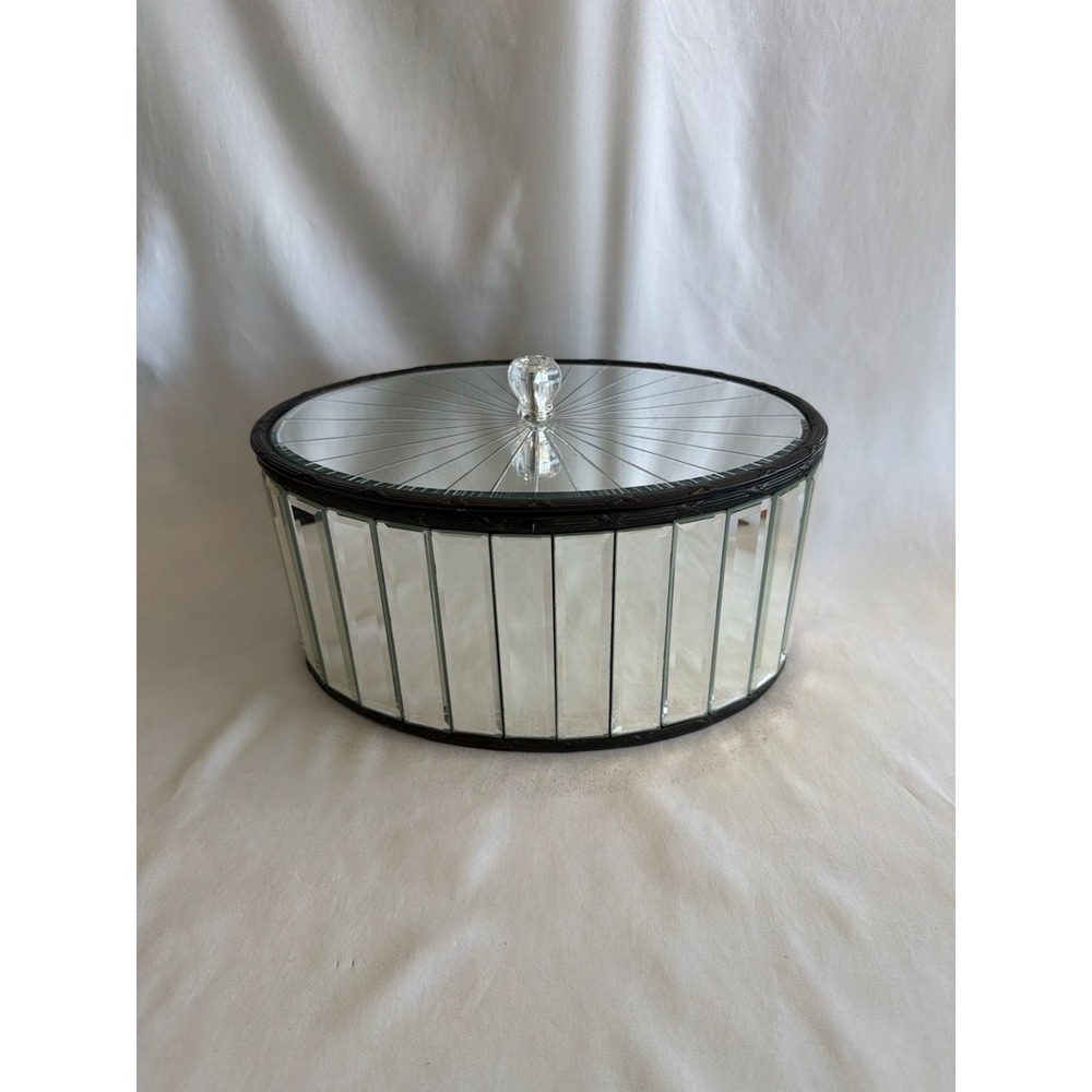 Uttermost Luxury Mirrored Glass Box with Crystal Finial‎